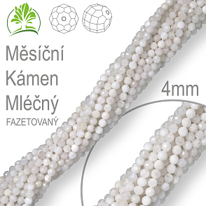 Korálky z minerálů Měsíční Kámen Mléčný Fazetovaný přírodní polodrahokam. Velikost pr.4mm. Balení 95Ks