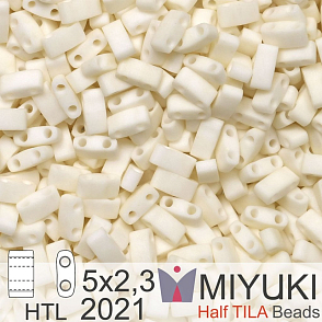 Korálky Miyuki Half Tila. Barva Matte Opaque Cream HTL 2021. Balení 3g.