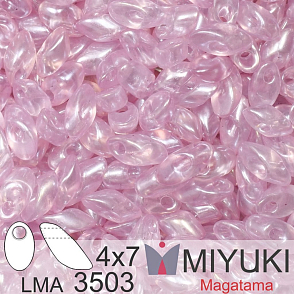Korálky MIYUKI tvar Long MAGATAMA velikost 4x7mm. Barva LMA-3503 Transparent Pale Orchid Luster Balení 5g.