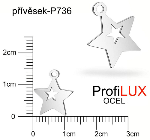 Přívěsek Chirurgická Ocel ozn-P736 hvězda v HVĚZDÉ velikost 12x14mm. Řada přívěsků ProfiLUX