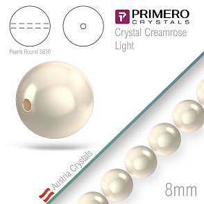 Korálky PRIMERO Crystals 5810. Barva Crystal Creamrose Light. Velikost 8mm
