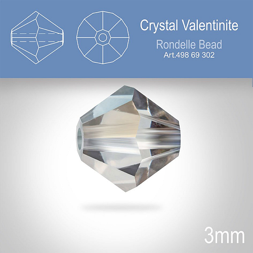 PRECIOSA Bicone (sluníčko) velikost 3mm. Barva CRYSTAL VALENTINITE. Balení 40ks