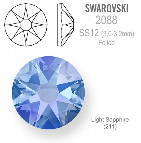 SWAROVSKI 2088 XIRIUS FOILED velikost SS12 barva Light Sapphire 