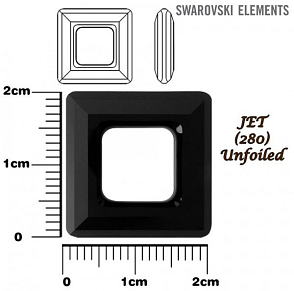 SWAROVSKI ELEMENTS Square Ring barva JET (280) velikost 20x20mm.