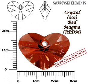SWAROVSKI 6260 Crazy 4 U Heart barva CRYSTAL RED MAGMA velikost 27mm.