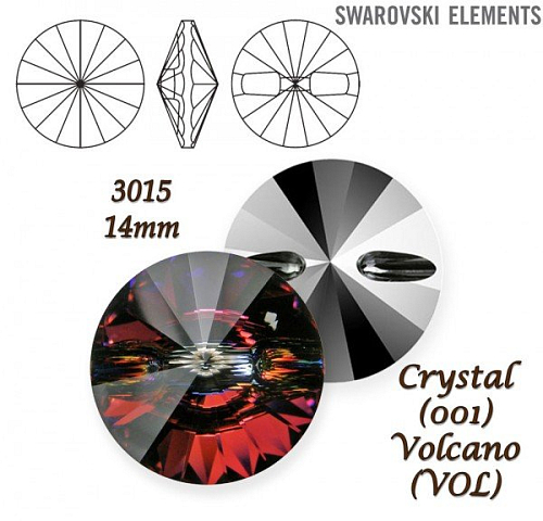 SWAROVSKI Buttons 3015 barva CRYSTAL VOLCANO velikost 14mm