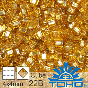 Korálky TOHO Cubes 6/0. Barva 22B Silver-Lined Med Topaz  . Balení 10g. 