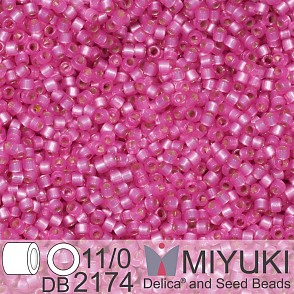 Korálky Miyuki Delica 11/0. Barva Duracoat Semi-Frosted Silverlined Dyed Pink Parfait  DB2174. Balení 5g.