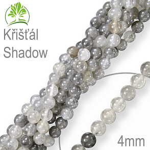 Korálky z minerálů Křišťál Shadow přírodní polodrahokam. Velikost pr.4mm. Balení 18Ks.