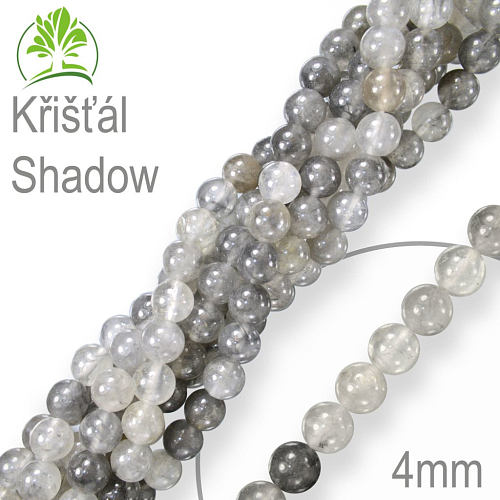 Korálky z minerálů Křišťál Shadow přírodní polodrahokam. Velikost pr.4mm. Balení 18Ks.