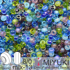 Korálky Miyuki Round 8/0. Barva MIX 13 Jeweltone. Balení 5g