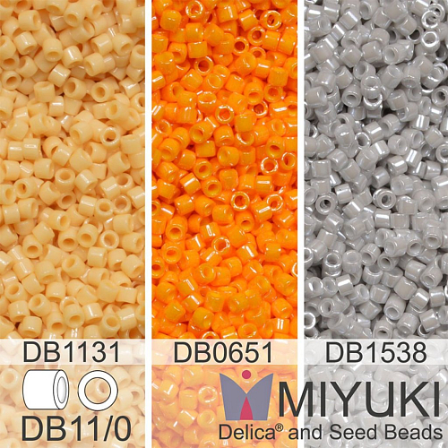 Korálky Miyuki Delica 11/0. Barevné variace č.44 DB0651, DB1538, DB1131