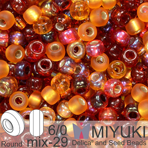 Korálky Miyuki MIX Round 6/0. Barva 29 Cranberry Harvest. Balení 5g