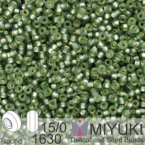 Korálky Miyuki Round 15/0. Barva 1630 Dyed SF S/L Moss Green. Balení 5g