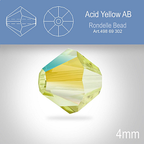 PRECIOSA Bicone MC BEAD (sluníčko) velikost 4mm. Barva ACID YELLOW.AB Balení 30ks .