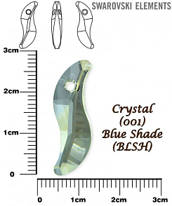 SWAROVSKI 6525 Wave Pendant barva CRYSTAL BLUE SHADE velikost 28mm.