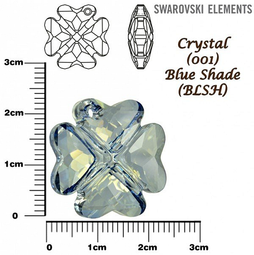 SWAROVSKI 6764 CLOVER Pendant barva CRYSTAL BLUE SHADE velikost 23mm.