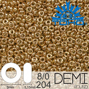 Korálky TOHO Demi Round 8/0. Barva 204 Gold-Lustered Montana Blue. Balení 5g