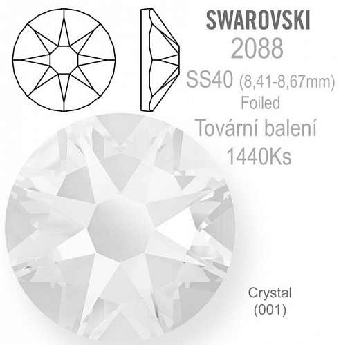 Swarovski XIRIUS Rose FOILED 2088 velikost SS40 barva Crystal tovární balení