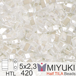 Korálky Miyuki Half Tila. Barva White Pearl Ceylon HTL 420. Balení 3g.