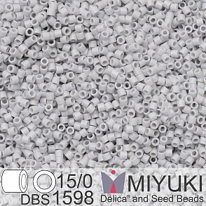 Korálky Miyuki Delica 15/0. Barva DBS 1598 Matte Opaque Ghost Gray AB. Balení 2g.