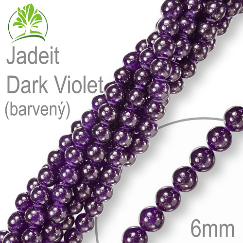 Korálky z minerálů Jadeit Dark Violet barvený přírodní polodrahokam. Velikost pr.6mm. Balení 12Ks.