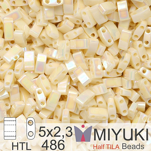 Korálky Miyuki Half Tila. Ivory Pearl Ceylon AB HTL 486. Balení 3g.