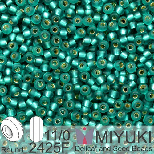 Korálky Miyuki Round 11/0. Barva 2425F Matte S/L Teal . Balení 5g.