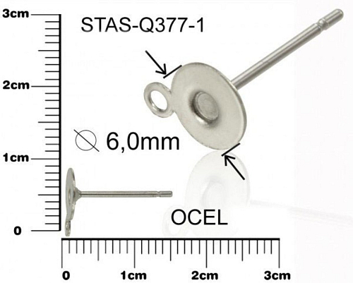 Puzeta s ploškou a očkem  6mm CHIRURGICKÁ OCEL ozn.-STAS-Q377 1