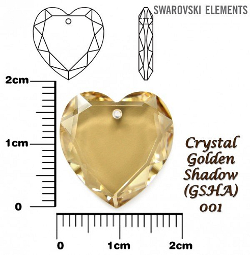 SWAROVSKI Heart Pendant barva CRYSTAL GOLDEN SHADOW velikost 18mm tl.3,6mm.