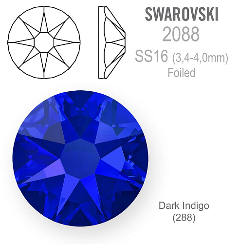 SWAROVSKI XIRIUS FOILED velikost SS16 barva DARK INDIGO 