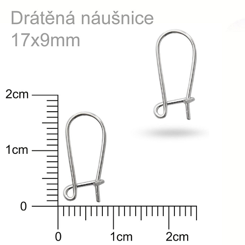 Drátěná náušnice se zapínáním. Barva platinová. Velikost 17x9mm.