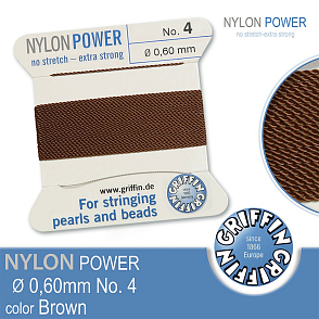 NYLON Power velmi pevná nit GRIFFIN síla nitě 0,60mm Barva Brown