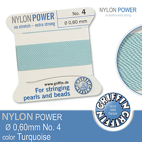NYLON Power velmi pevná nit GRIFFIN síla nitě 0,60mm barva Turquoise