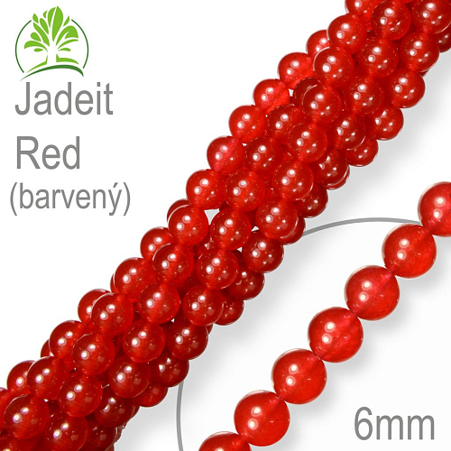 Korálky z minerálů Jadeit Red (barvený) Velikost pr.6mm. Balení 12Ks.