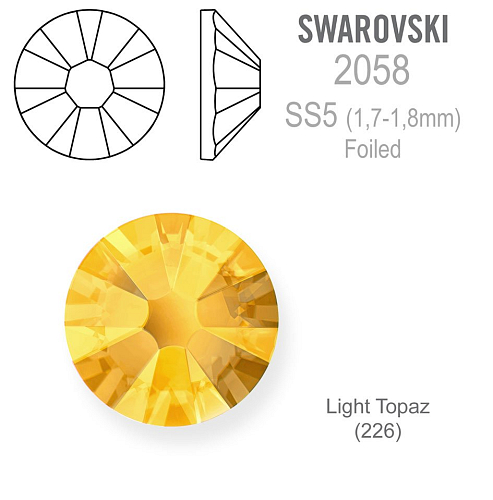 SWAROVSKI 2058 XILION FOILED velikost SS5 barva LIGHT TOPAZ