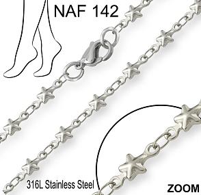 Náramek na nohu NAF 142. Materiál Chirurgická ocel. Délka 26cm.