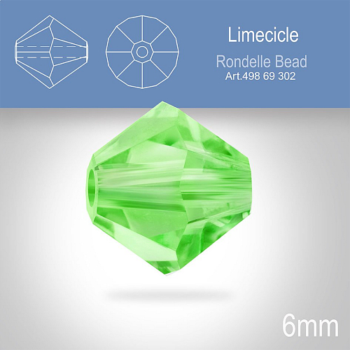 PRECIOSA Bicone MC BEAD (sluníčko) velikost 6mm. Barva LIMECICLE. Balení 18ks .