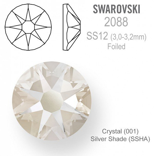 SWAROVSKI 2088 XIRIUS  FOILED velikost SS12 barva Crystal Silver Shade 