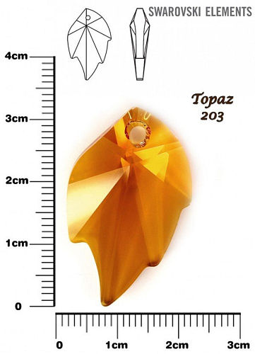 SWAROVSKI Leaf Pendant barva TOPAZ velikost 32x20mm.