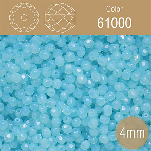 Korálky BROUŠENÉ 4mm. Barva 61000. Průhledná modrá. Balení 120Ks.