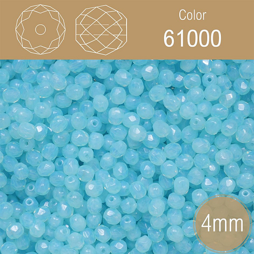 Korálky BROUŠENÉ 4mm. Barva 61000. Průhledná modrá. Balení 120Ks.
