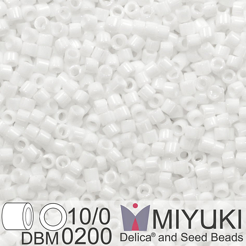 Korálky Miyuki Delica 10/0. Barva White DBM0200. Balení 5g.