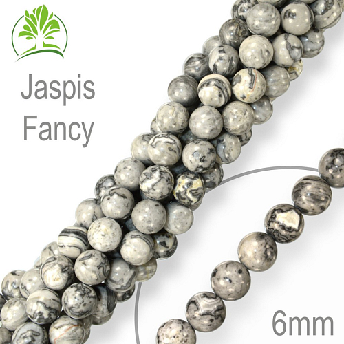 Korálky z minerálů Jaspis Fancy. Velikost pr.6mm. Balení 12Ks.