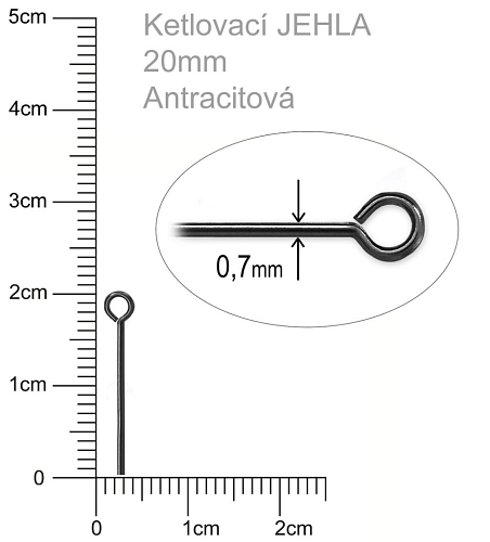 Ketlovací JEHLA  velikost 20mm. Barva antracitová..