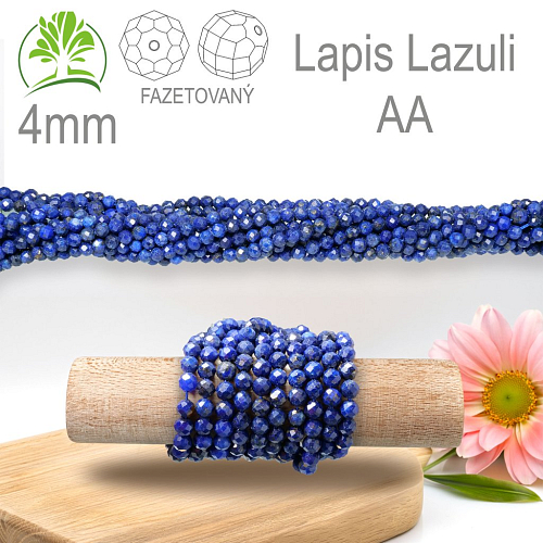 Korálky z minerálů  Lapis Lazuli AA Fazetovaný přírodní polodrahokam. Velikost pr.4mm. Balení 90Ks.