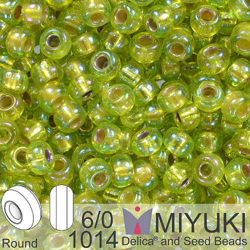 Korálky Miyuki Round 6/0. Barva 1014 S/L Chartreuse AB. Balení 5g