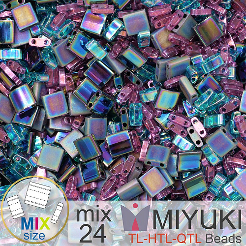 Korálky MIYUKI směs tvar TL-HTL-QTL BEADS . Barva MIX 24 Sparkling mermaid. Balení 5g.