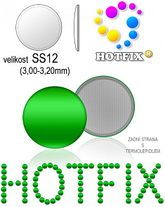 Kovové NAILHEAD HOTFIX nažehlovací polotovary. Velikost SS12 (3,00-3,20mm) Tl.0,6mm. Barva 013 ZELENÁ (lesklá ocelová). Balení 70Ks.