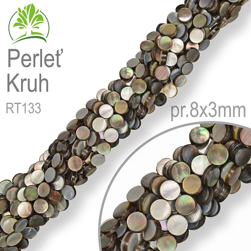 Korálky přírodní perleťové KRUH. Ozn. RT133. Velikost pr.8x3mm. Balení 45Ks.